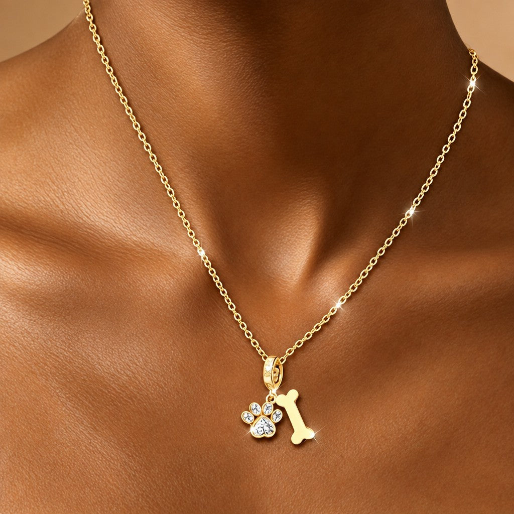 Dainty Paw Print Bone Necklace