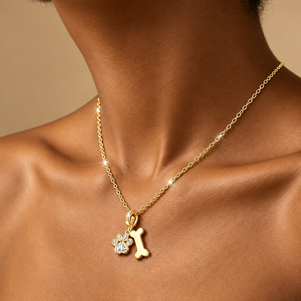 Dainty Paw Print Bone Necklace