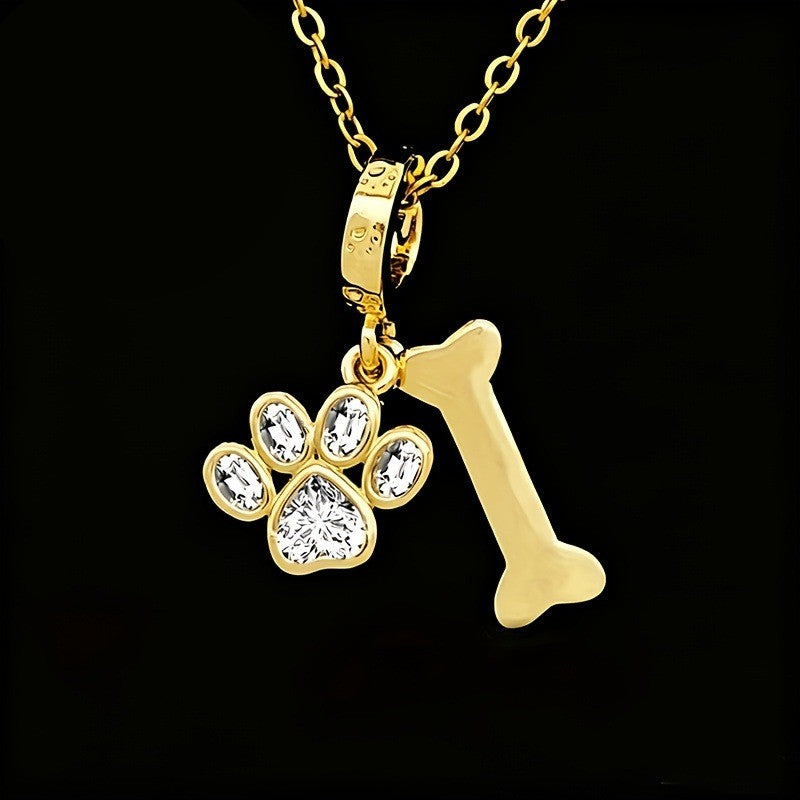 Dainty Paw Print Bone Necklace