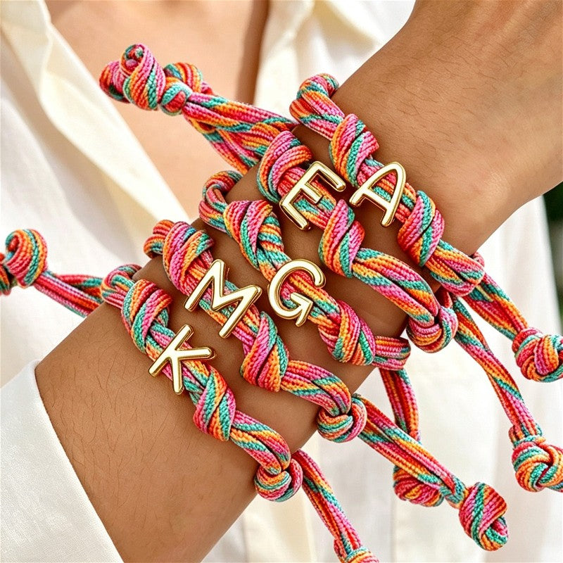 18k Boho Woven Initial Knot Bracelet