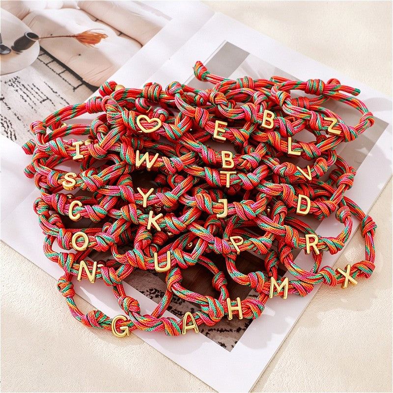 18k Boho Woven Initial Knot Bracelet
