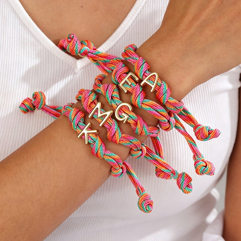18k Boho Woven Initial Knot Bracelet