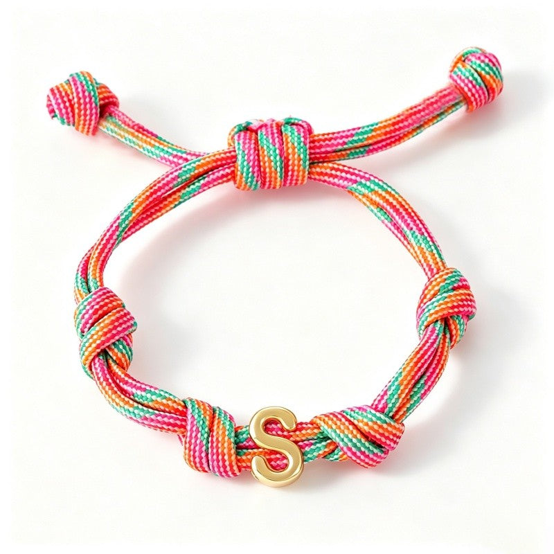 18k Boho Woven Initial Knot Bracelet