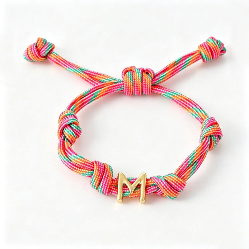 18k Boho Woven Initial Knot Bracelet
