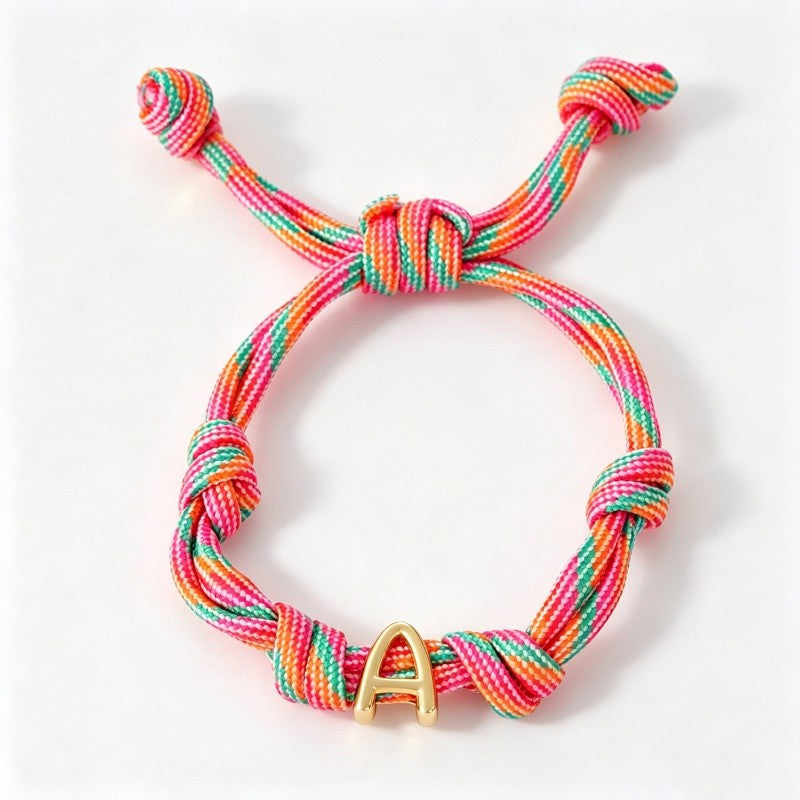 18k Boho Woven Initial Knot Bracelet