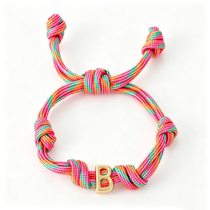 18k Boho Woven Initial Knot Bracelet