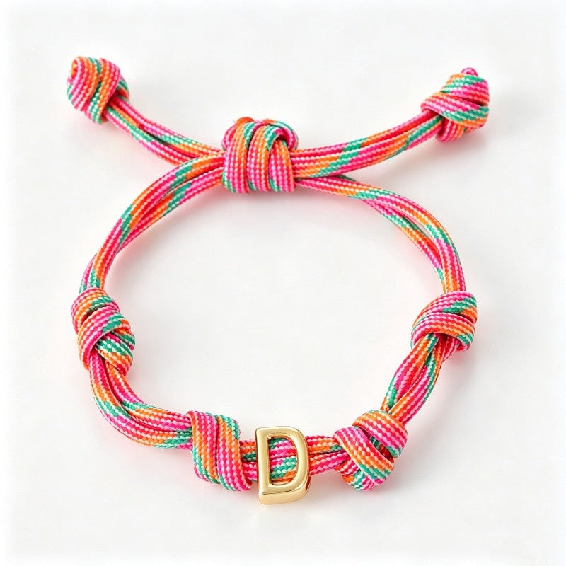 18k Boho Woven Initial Knot Bracelet