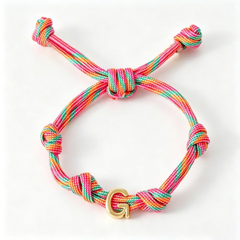 18k Boho Woven Initial Knot Bracelet