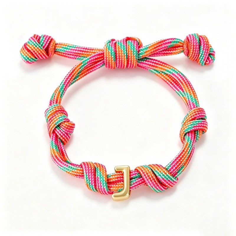 18k Boho Woven Initial Knot Bracelet
