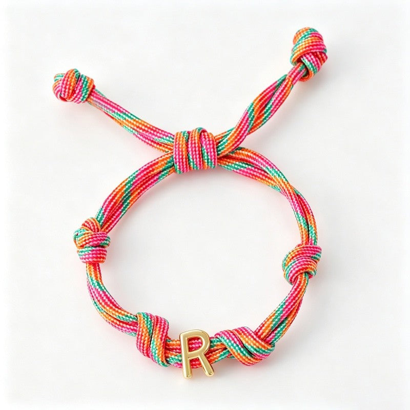 18k Boho Woven Initial Knot Bracelet