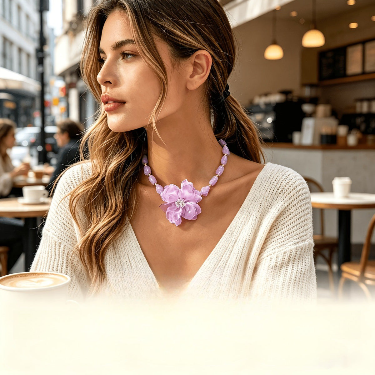 Romantic Lilac Resin Flower Necklace