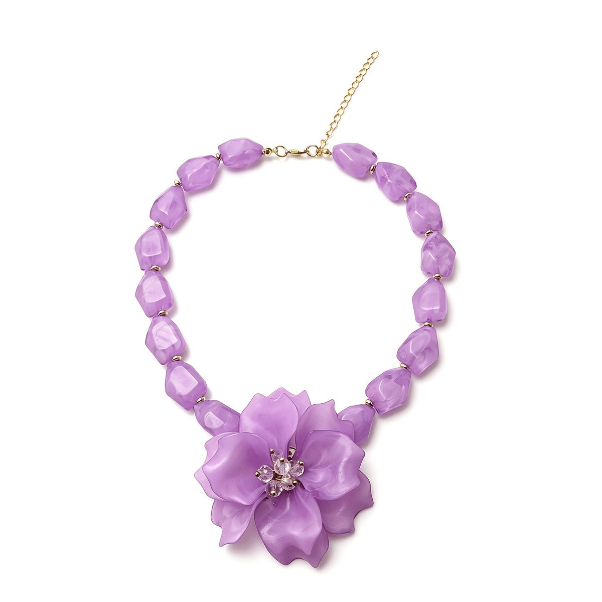 Romantic Lilac Resin Flower Necklace