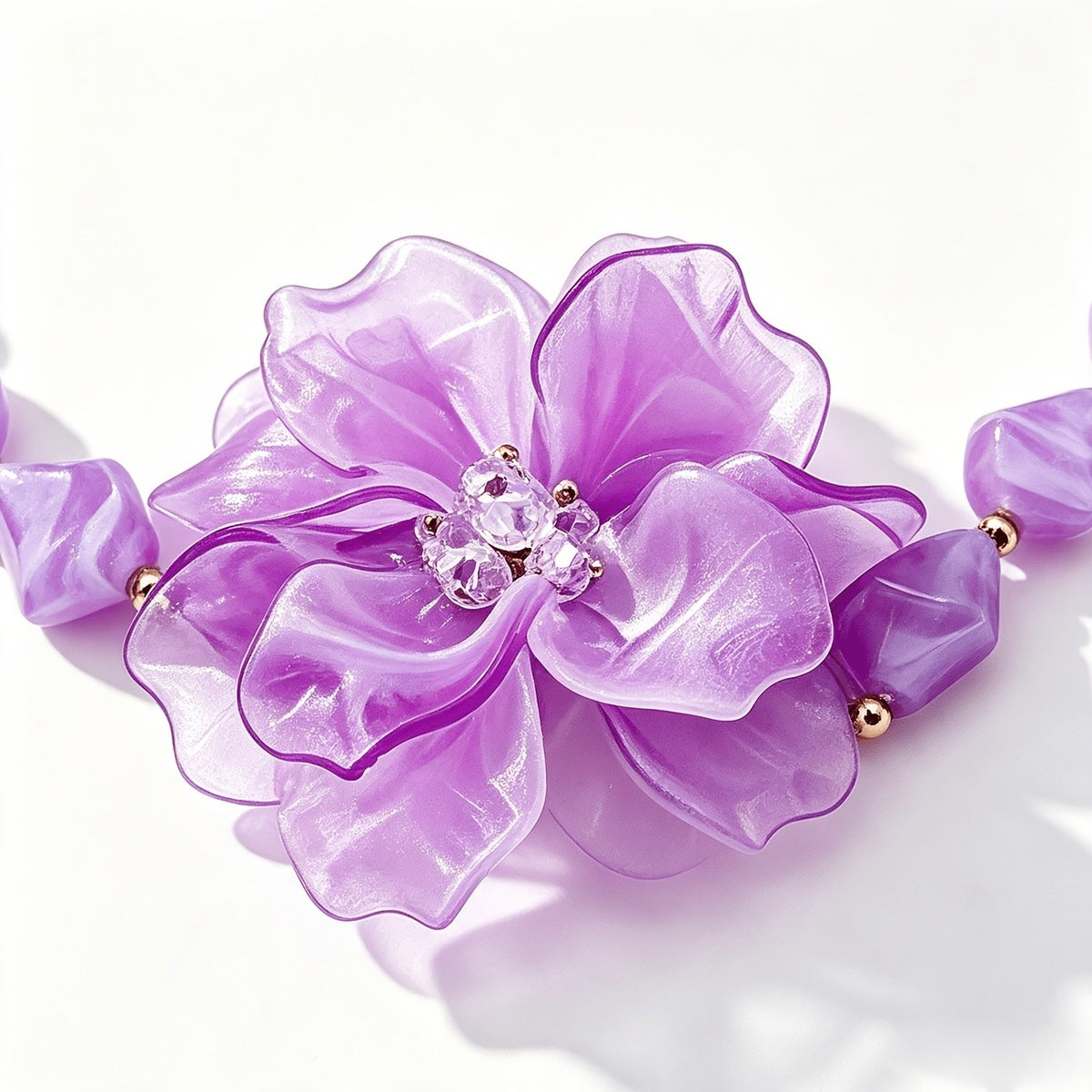 Romantic Lilac Resin Flower Necklace