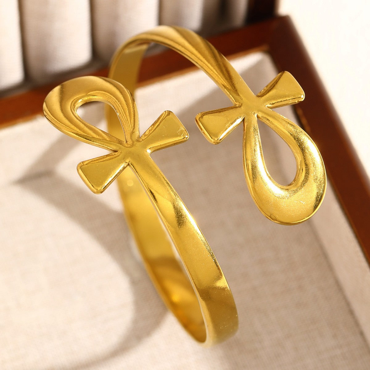 Classy Ankh Symbol Open Cuff Bracelet