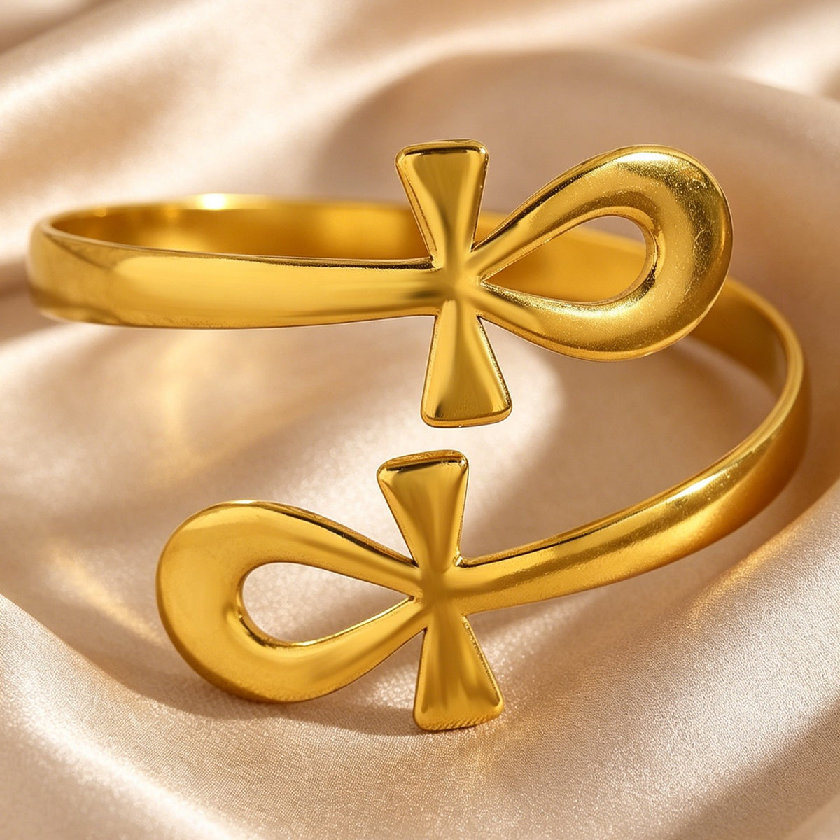 Classy Ankh Symbol Open Cuff Bracelet