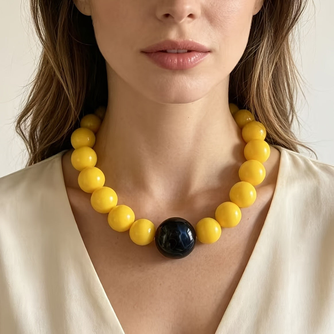 18k Boho Red Acrylic Bead Necklace
