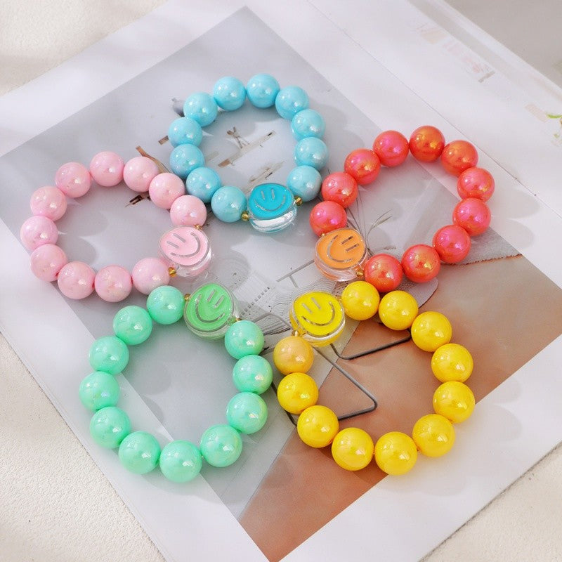 Boho Multicolor Smiley Face Resin Bracelet