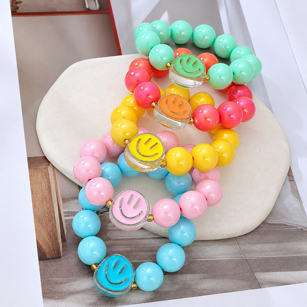 Boho Multicolor Smiley Face Resin Bracelet