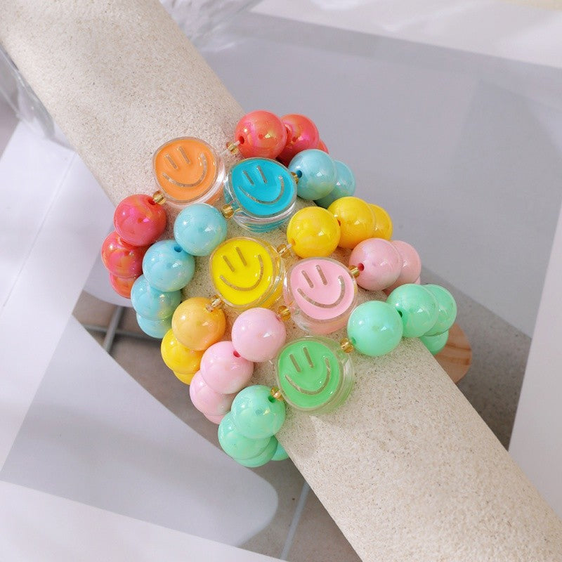 Boho Multicolor Smiley Face Resin Bracelet