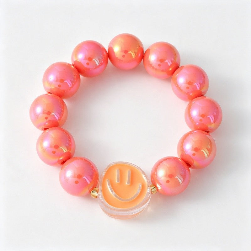 Boho Multicolor Smiley Face Resin Bracelet