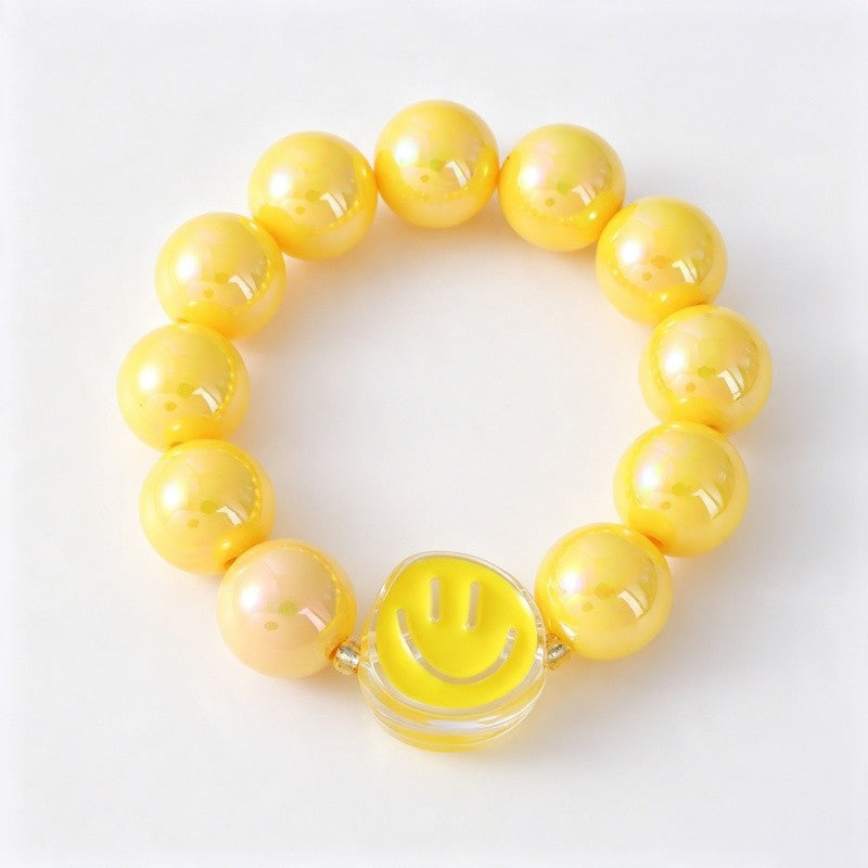 Boho Multicolor Smiley Face Resin Bracelet