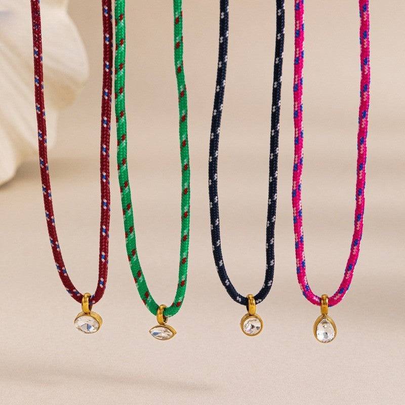 18k Boho Woven Rope Zircon Necklace