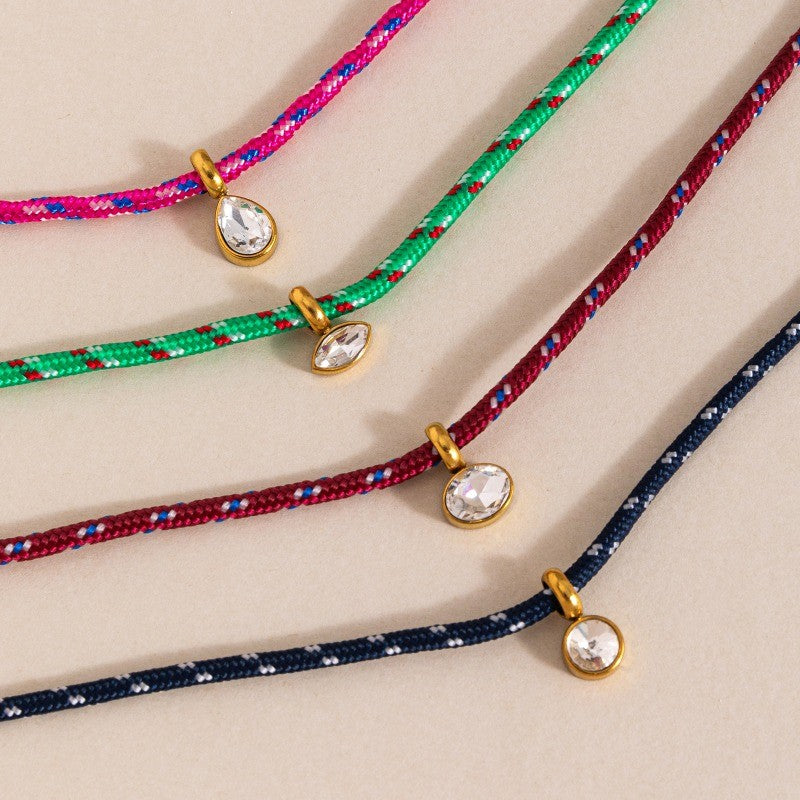 18k Boho Woven Rope Zircon Necklace