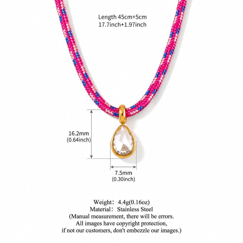 18k Boho Woven Rope Zircon Necklace