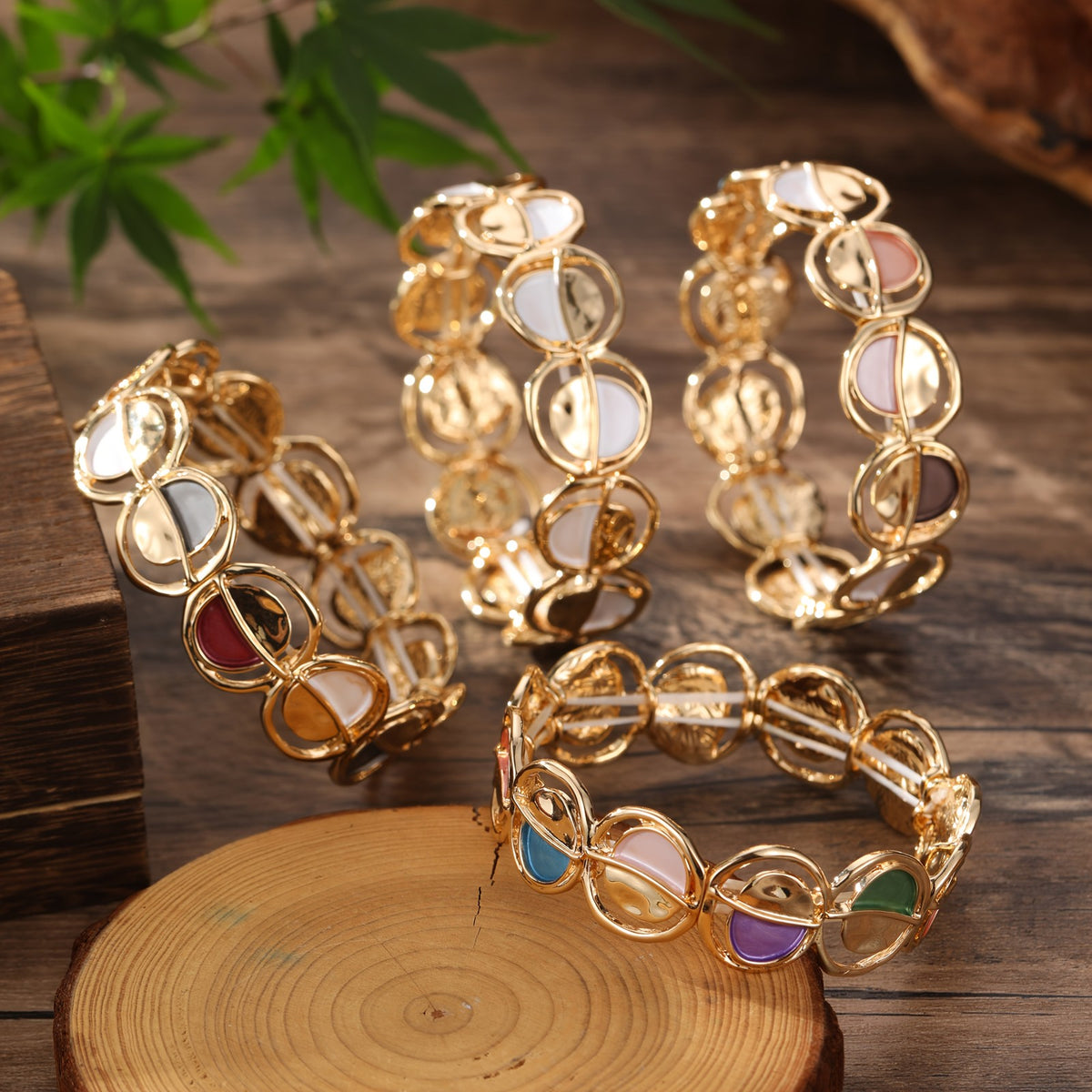 Boho Vintage Enamel Stretch Bracelet