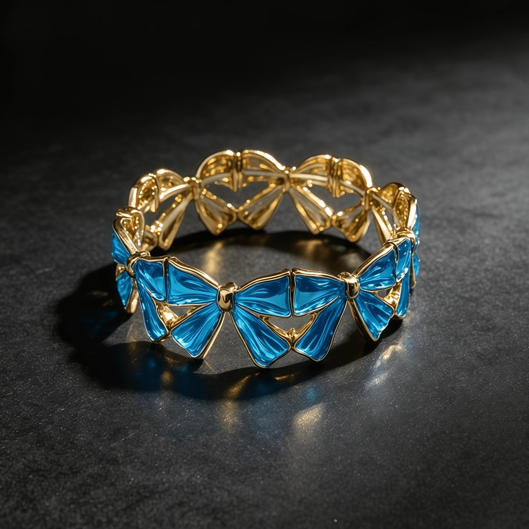 Elegant Enamel Bow Bracelet