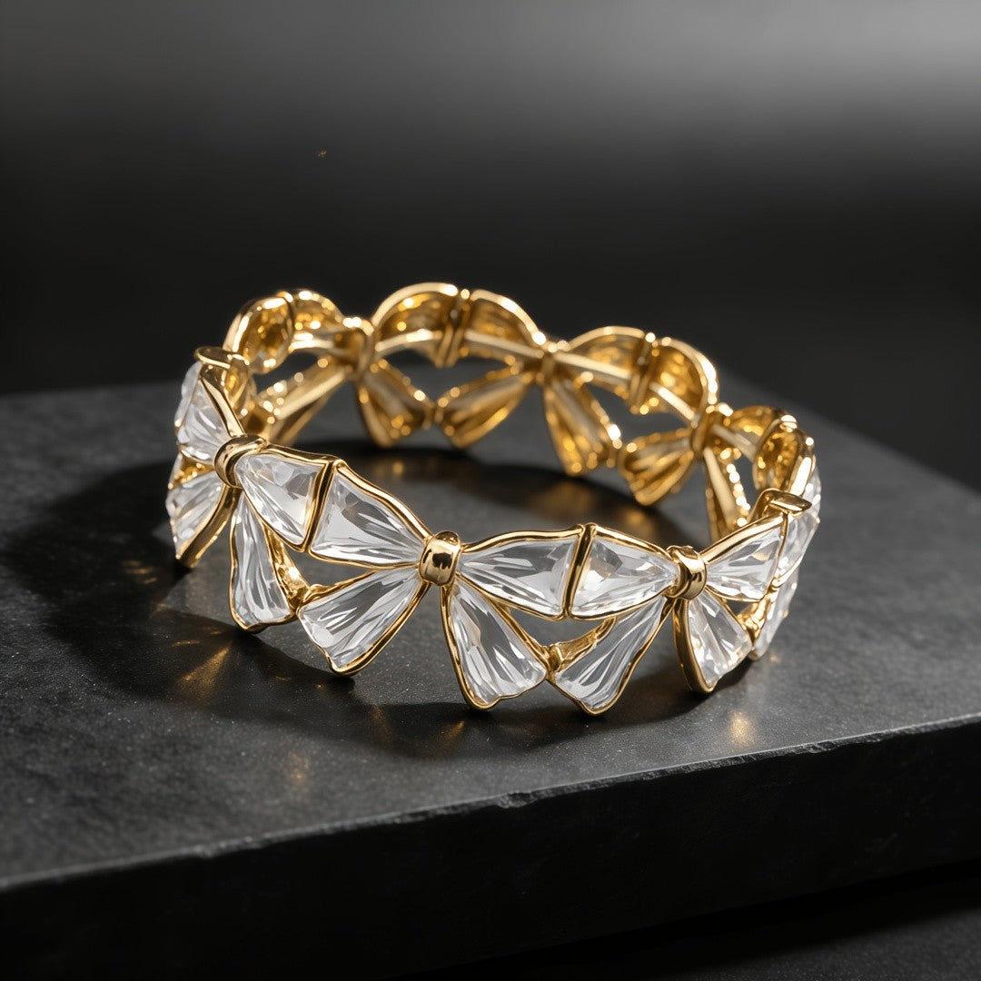 Elegant Enamel Bow Bracelet