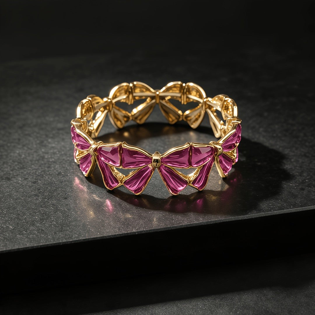 Elegant Enamel Bow Bracelet