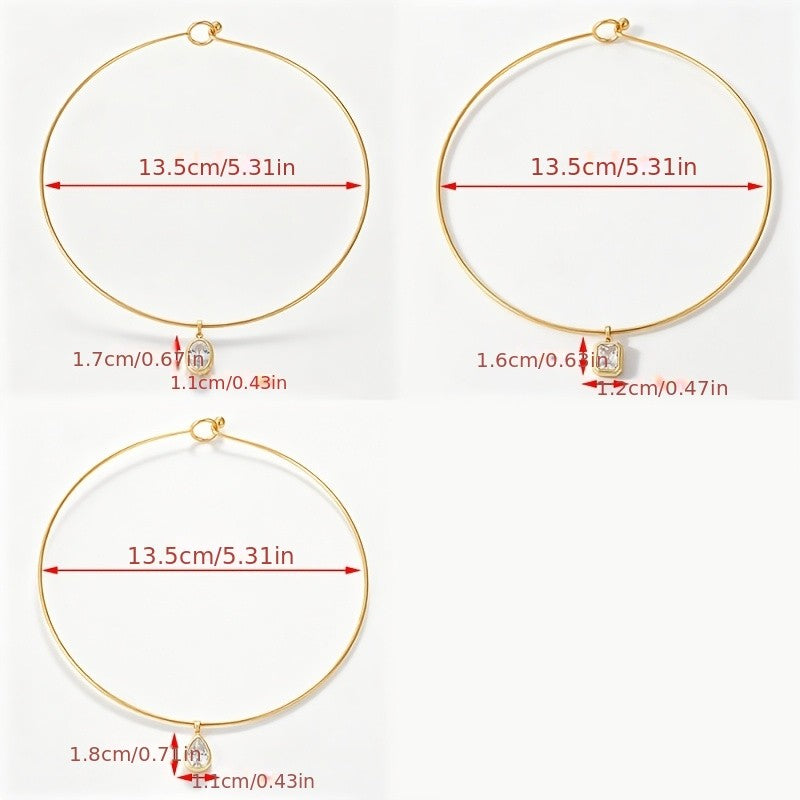 18k Elegant Multi-Shape Zircon Choker Necklace