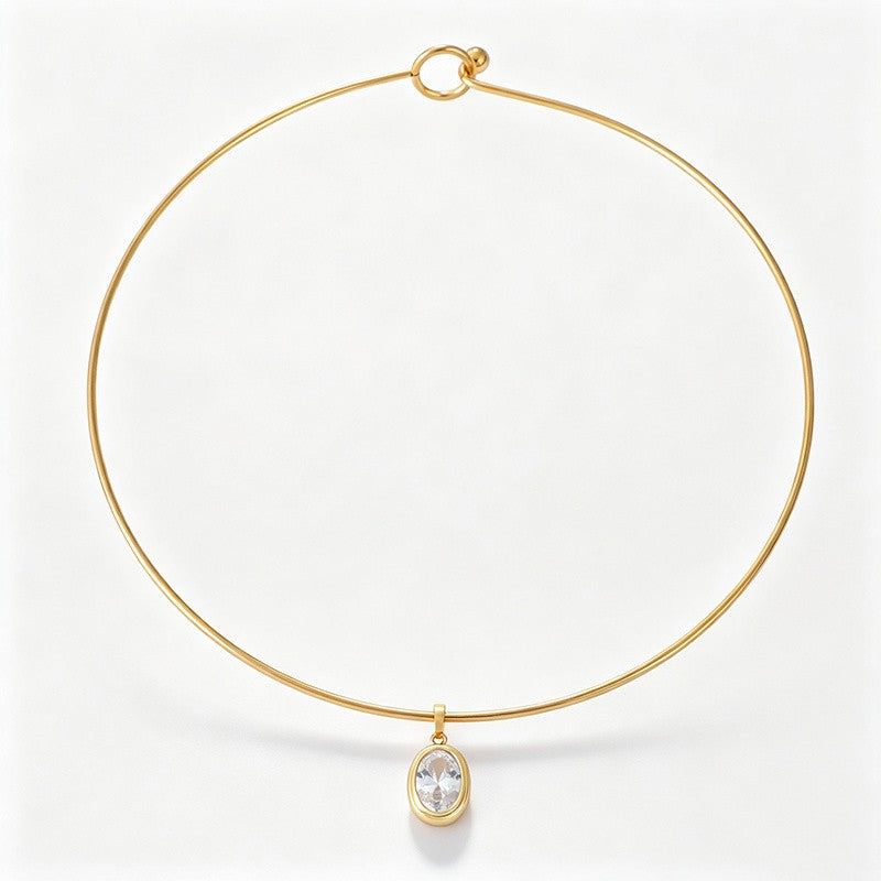 18k Elegant Multi-Shape Zircon Choker Necklace