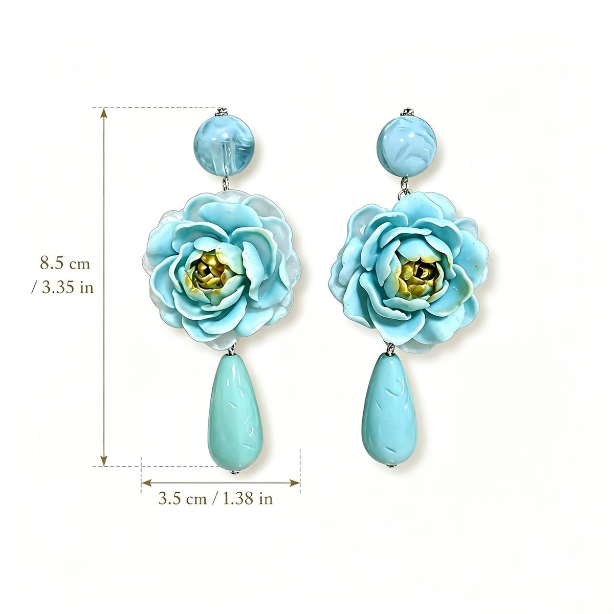18k Boho Blue Floral Teardrop Earrings
