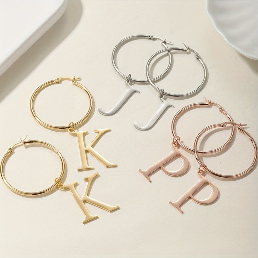 Classy Custom Initial Hoop Earrings