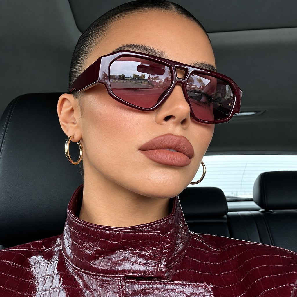 Classy Burgundy Oversized Sunglasses