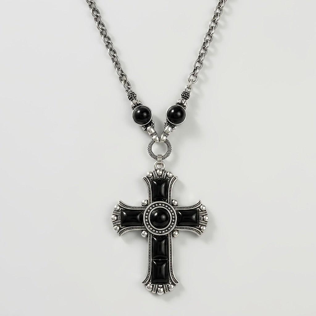 Boho Faux Turquoise Cross Necklace