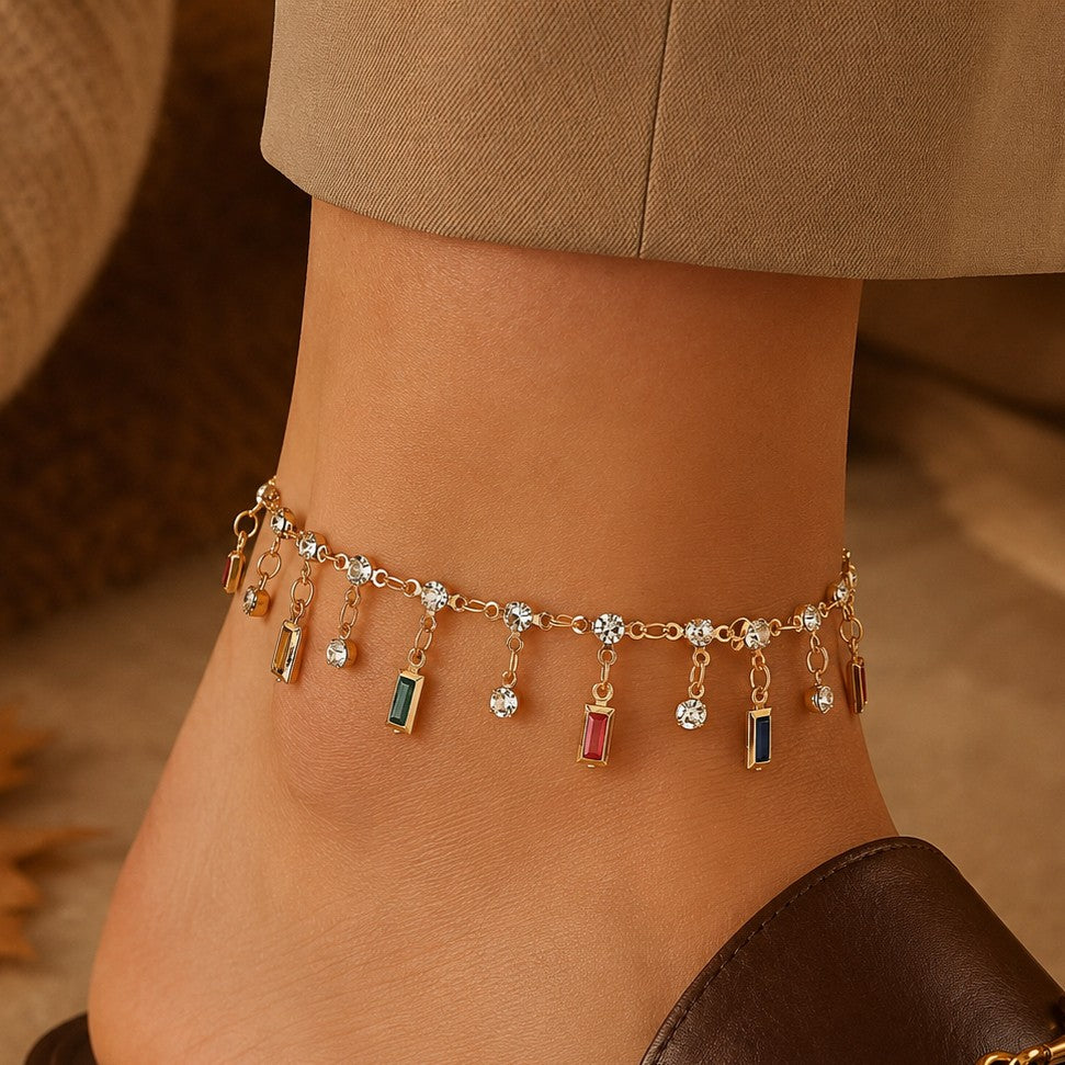 Boho Multicolor Rectangle Anklet