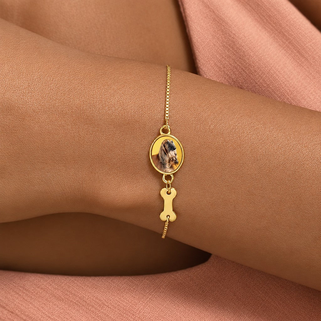 18k Dainty Custom Pet Photo Bracelet