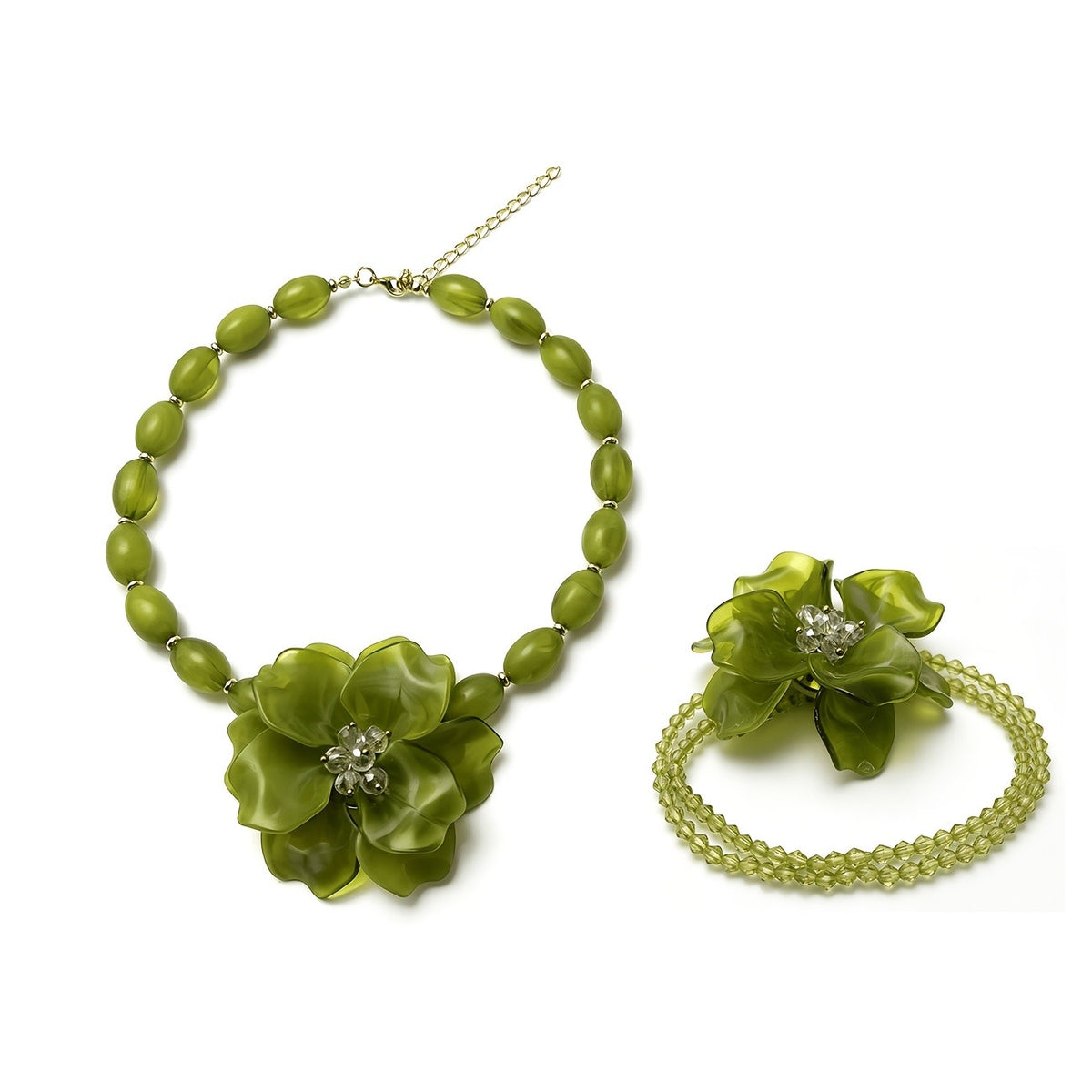 Romantic Orange Acrylic Flower Necklace & Bracelet Set