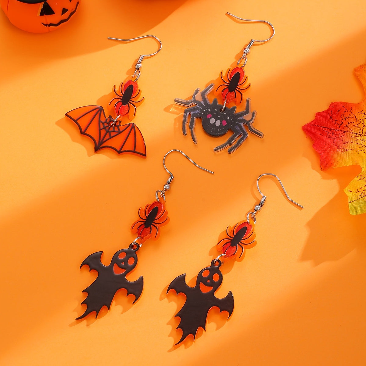 Gothic Spider Bat Dangle Earrings