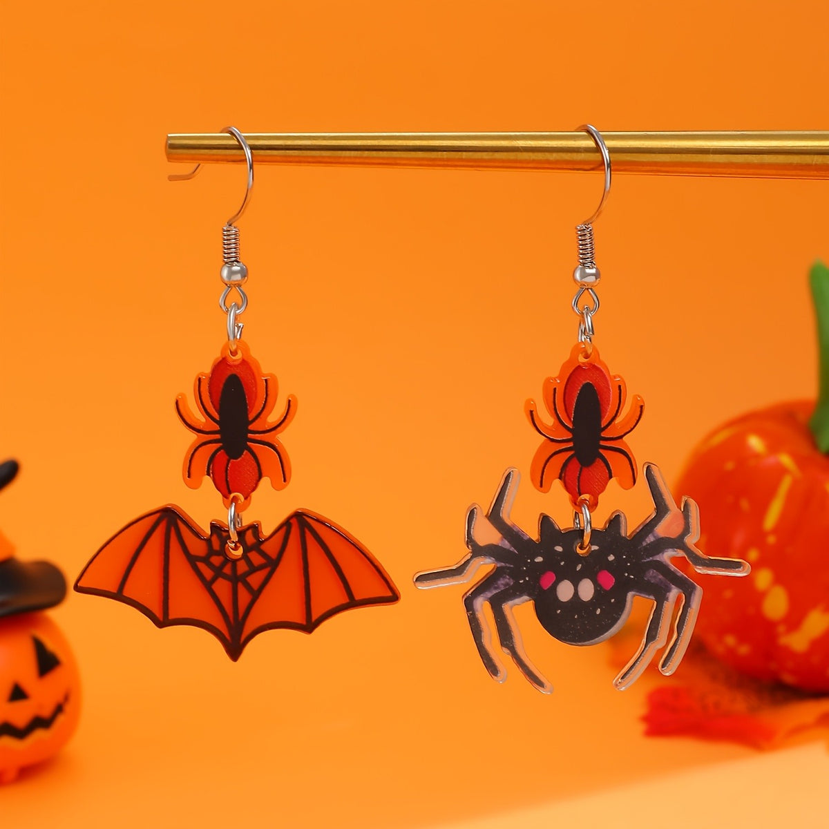 Gothic Spider Bat Dangle Earrings