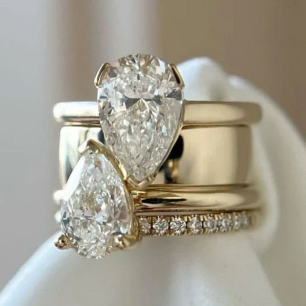 Romantic Pear Shape Zirconia Ring Set