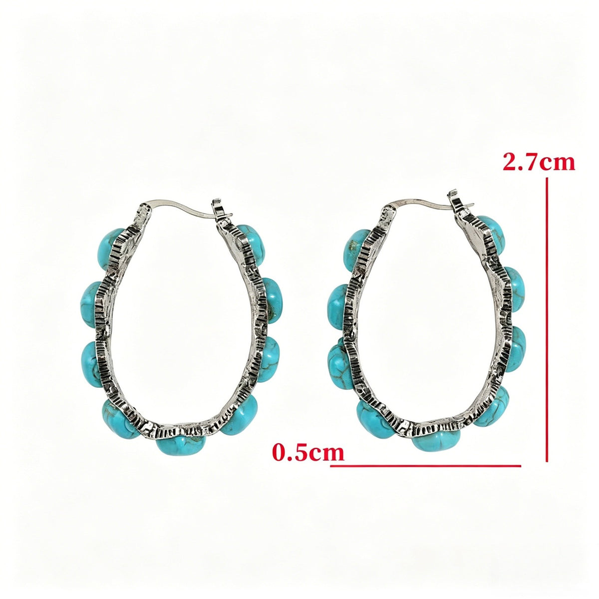 Boho Vintage Turquoise Hoop Earrings