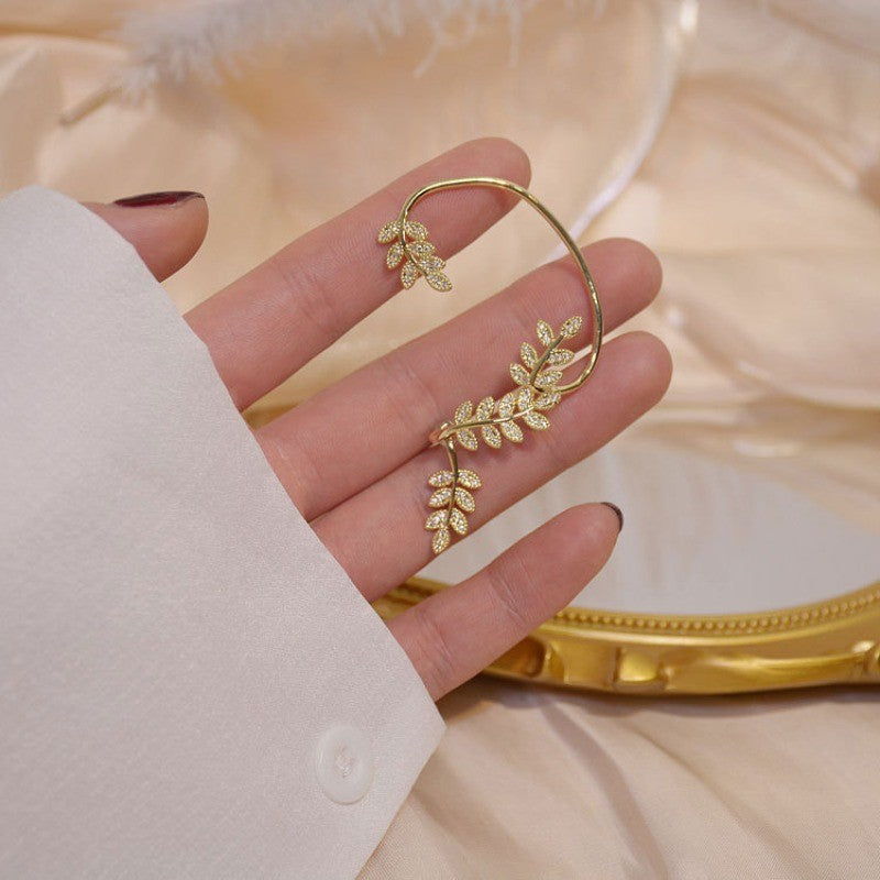 Elegant Zircon Leaf Ear Cuff