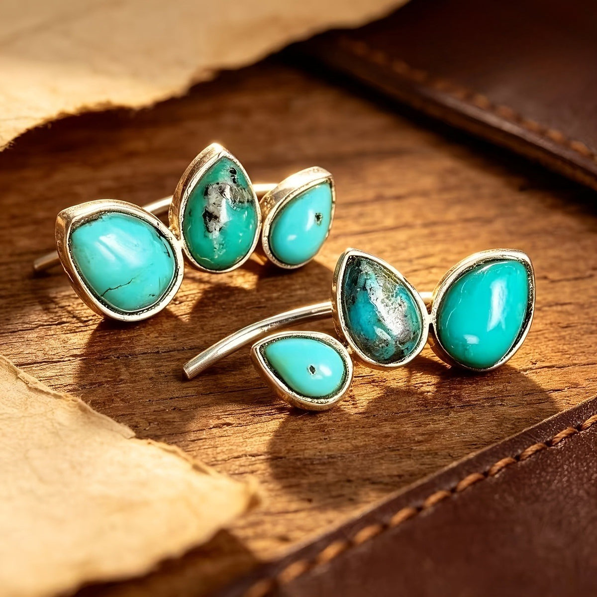 Boho Turquoise Leaf Earrings