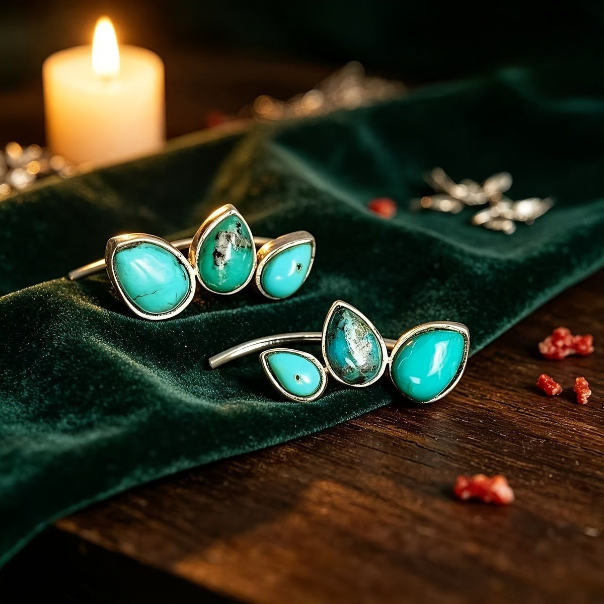 Boho Turquoise Leaf Earrings