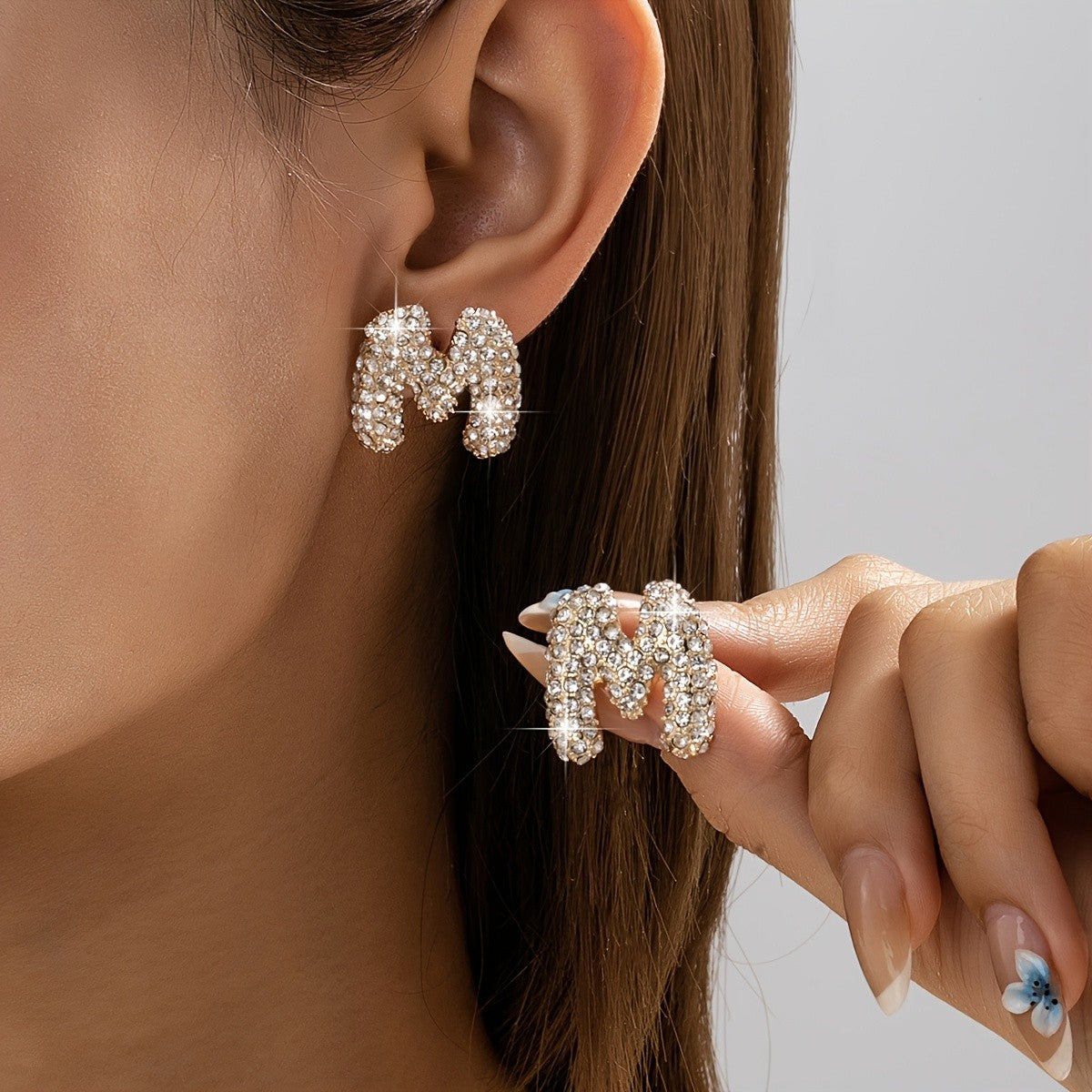 Classy Sparkling Initial Letter Earrings