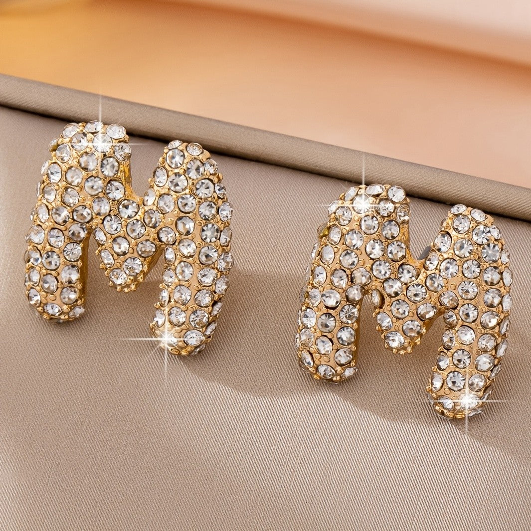 Classy Sparkling Initial Letter Earrings